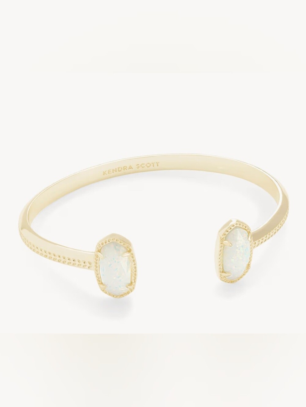 Kendra Scott Elton Cuff Lab Grown White Opal Gold Plated